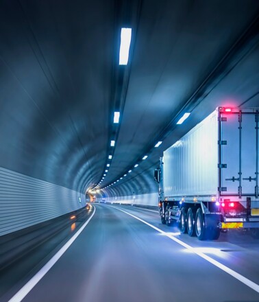 Truck in a tunnel Ensuring safety in tunnels for heavy vehicles like trucks with AP Sensing's linear heat detection technology