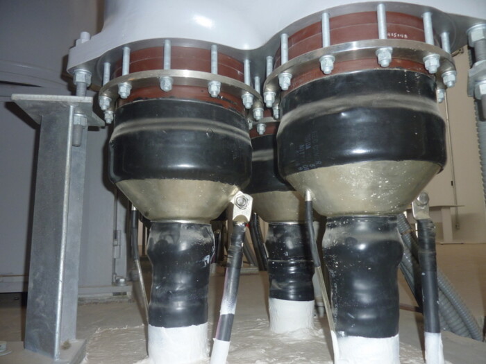 Figure 3: GIS Termination showing the three phases Fiber optic monitoring of electrical assets for enhanced safety and reliability